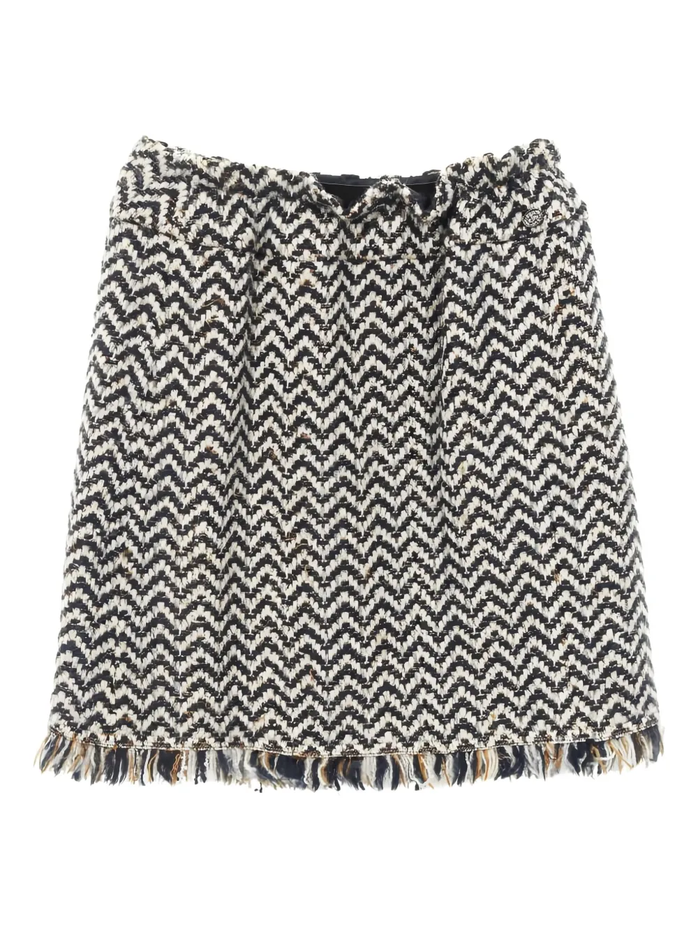 Pre-owned Chanel 1986-1988 Coco Mark Frayed Skirt In Blue