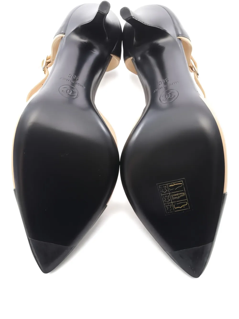 Pre-owned Chanel 1986-1988 100mm Coco Mark Strap Pumps In Neutral