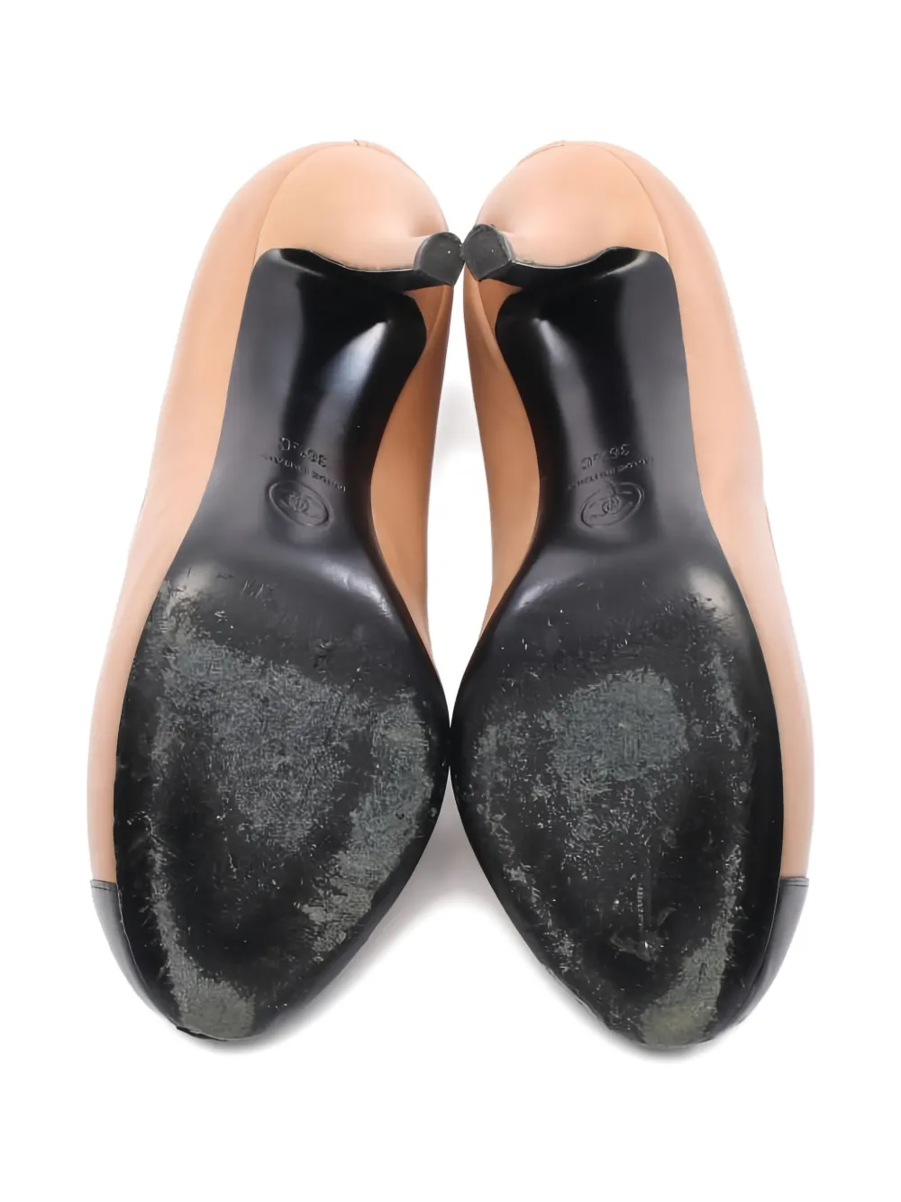 Pre-owned Chanel 1986-1988 90mm Coco Mark Bow Pumps In Neutral