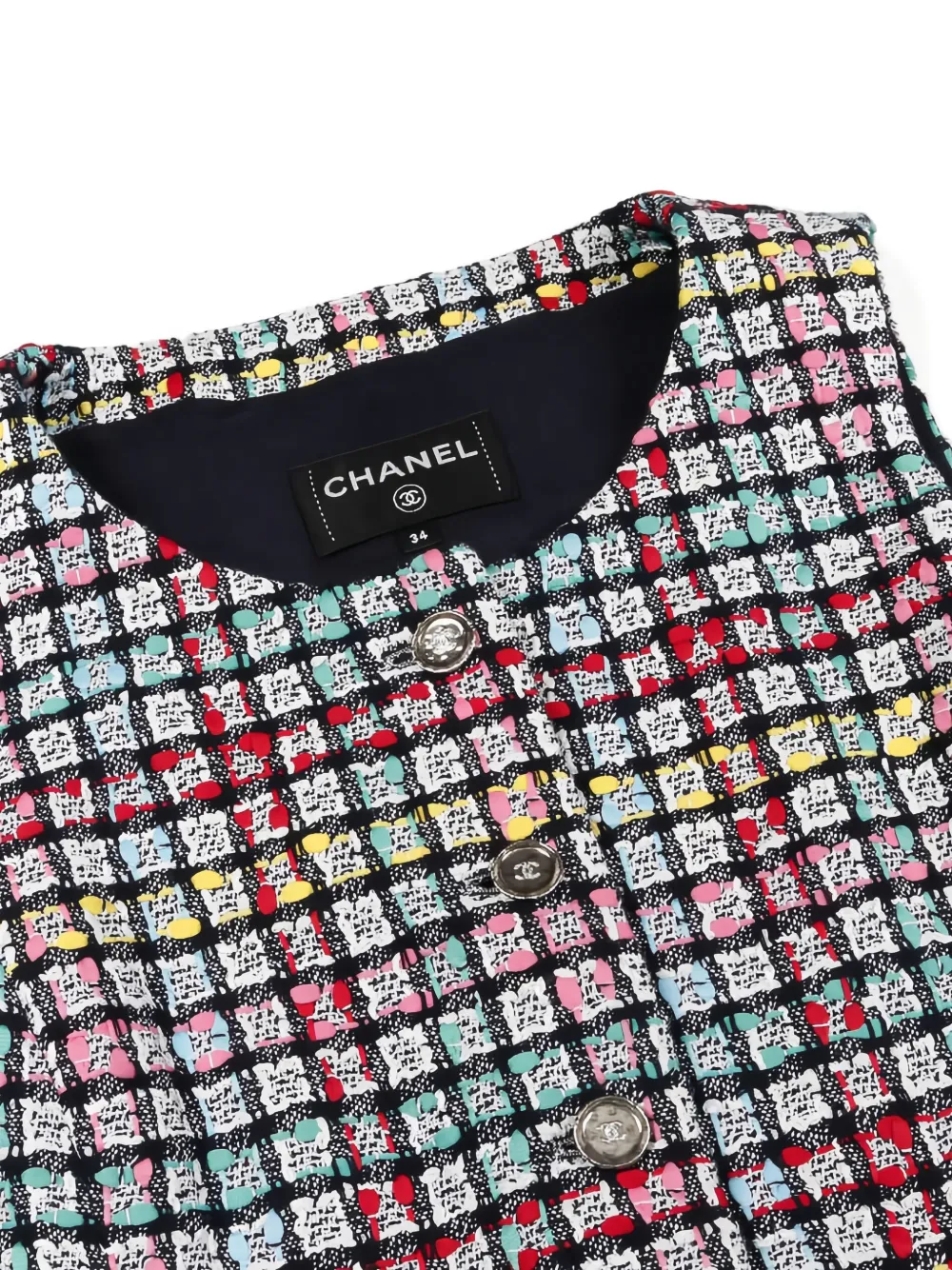 Pre-owned Chanel Cocomark Button Tweed Gilet In White