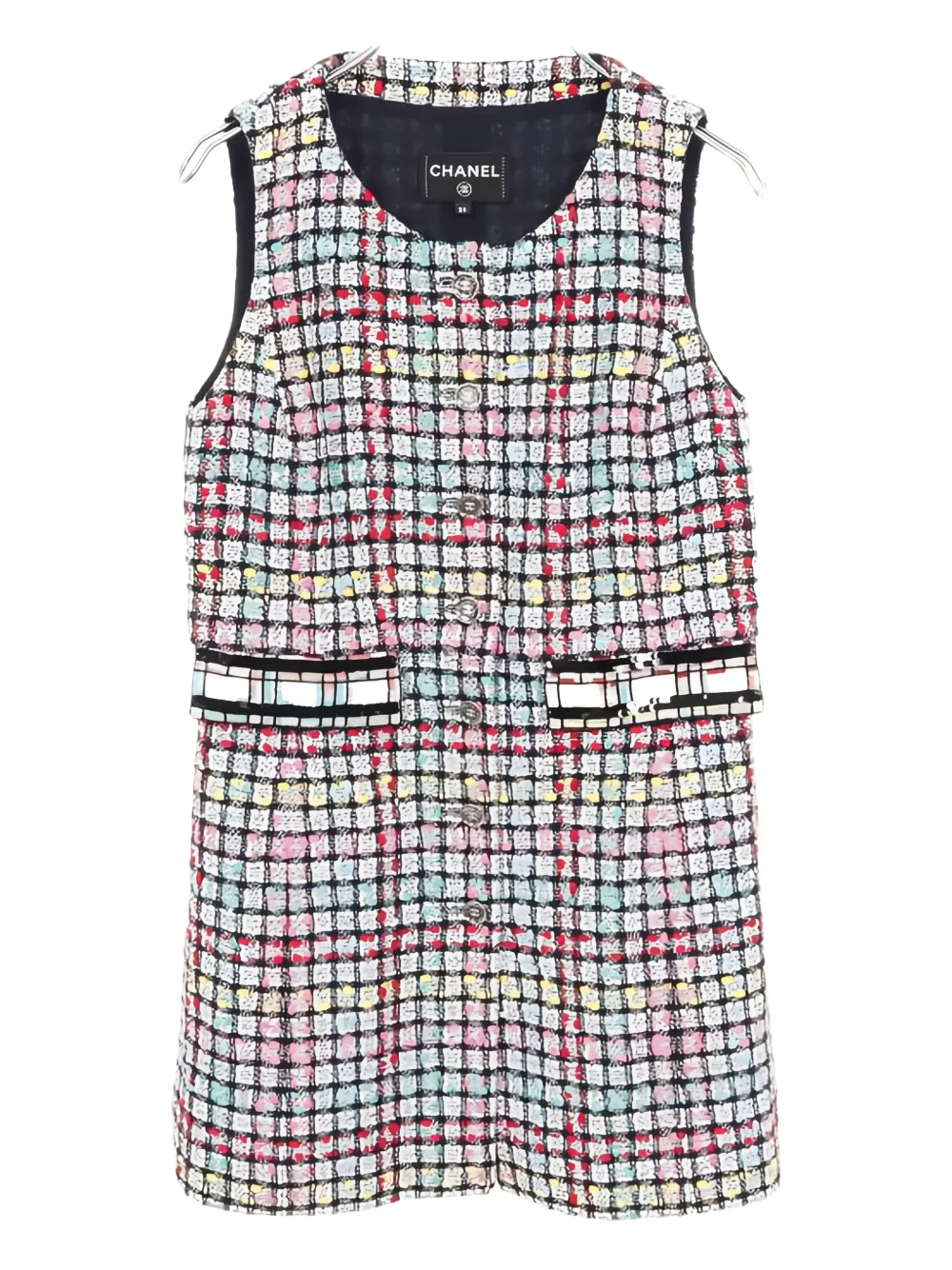 Pre-owned Chanel Cocomark Button Tweed Gilet In White
