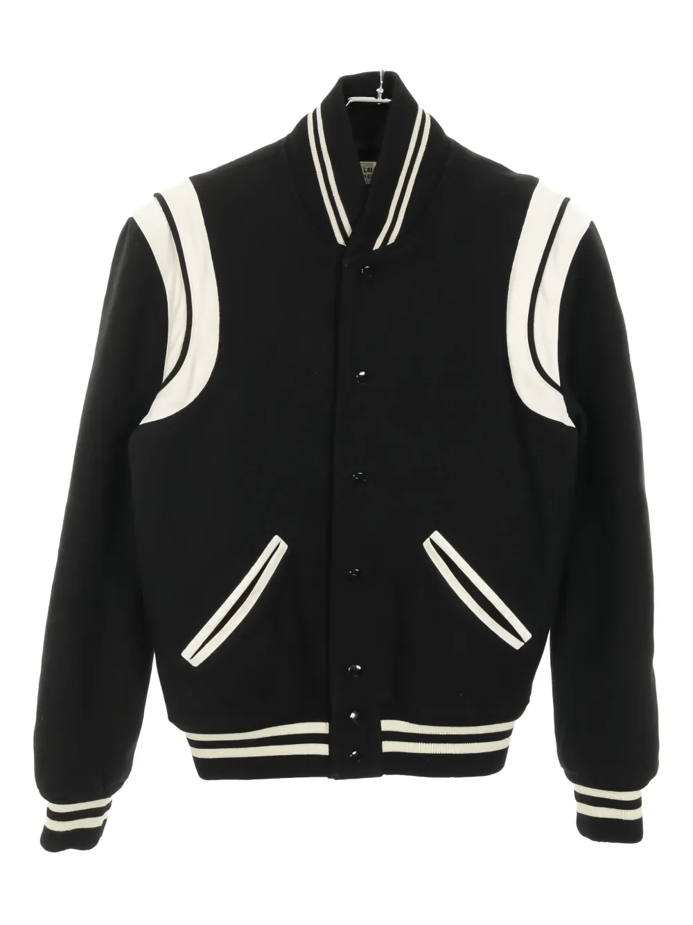 Saint Laurent Pre-Owned 2000s striped stadium jacket | Black | Image 1