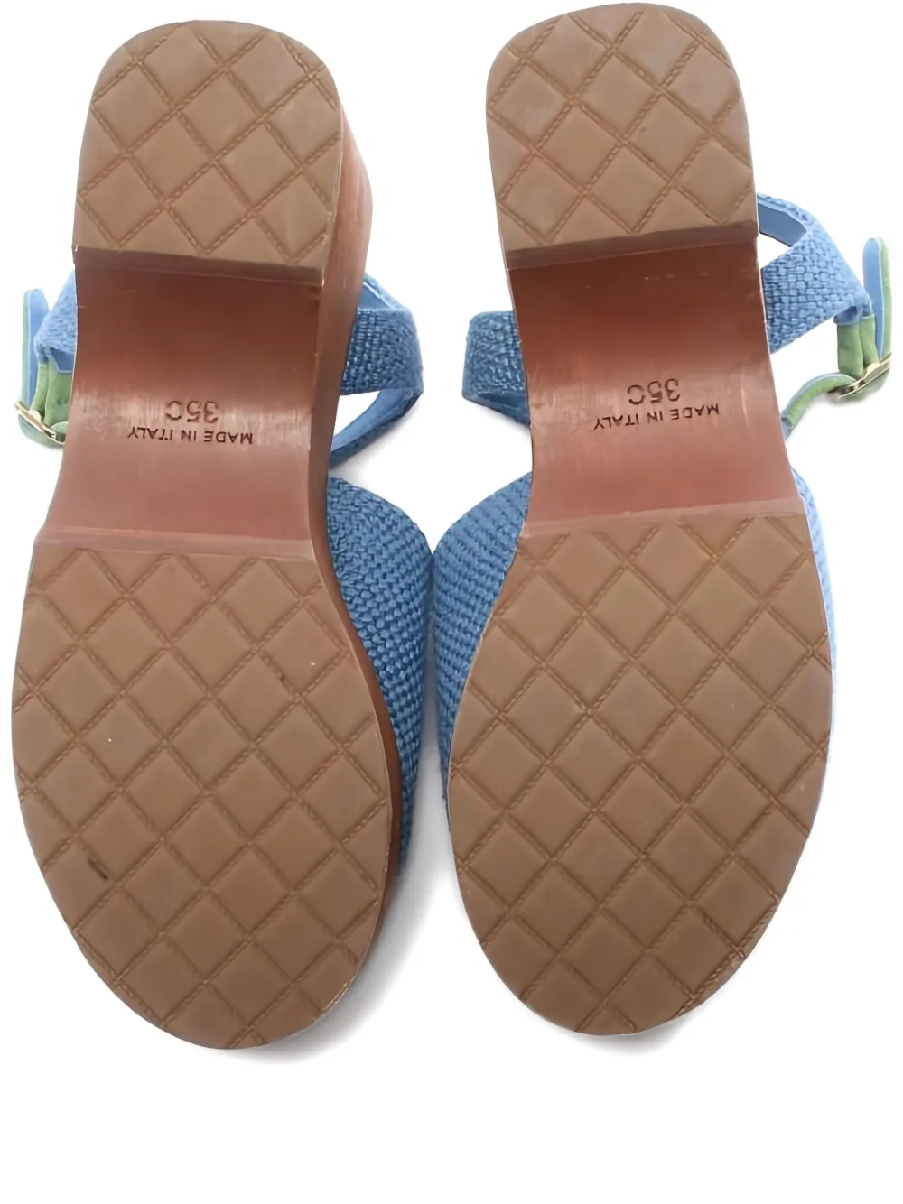 Pre-owned Chanel 1986-1988 100mm Logo Platform Sandals In Blue