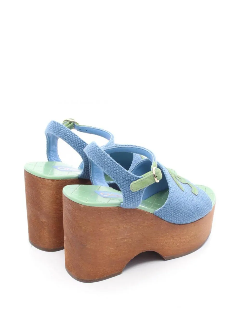 CHANEL Pre-Owned 1986-1988 100mm logo platform sandals | Image 2