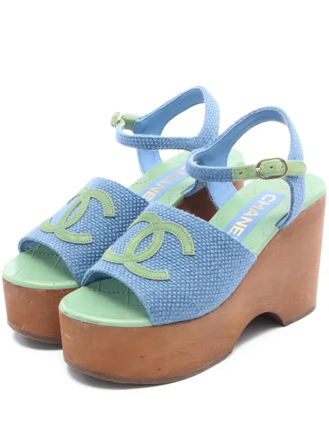 CHANEL Pre-Owned 1986-1988 100mm logo platform sandals