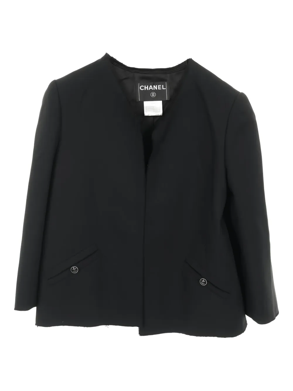 CHANEL Pre-Owned 1986-1988 Coco button no-collar jacket | Black | Image 1