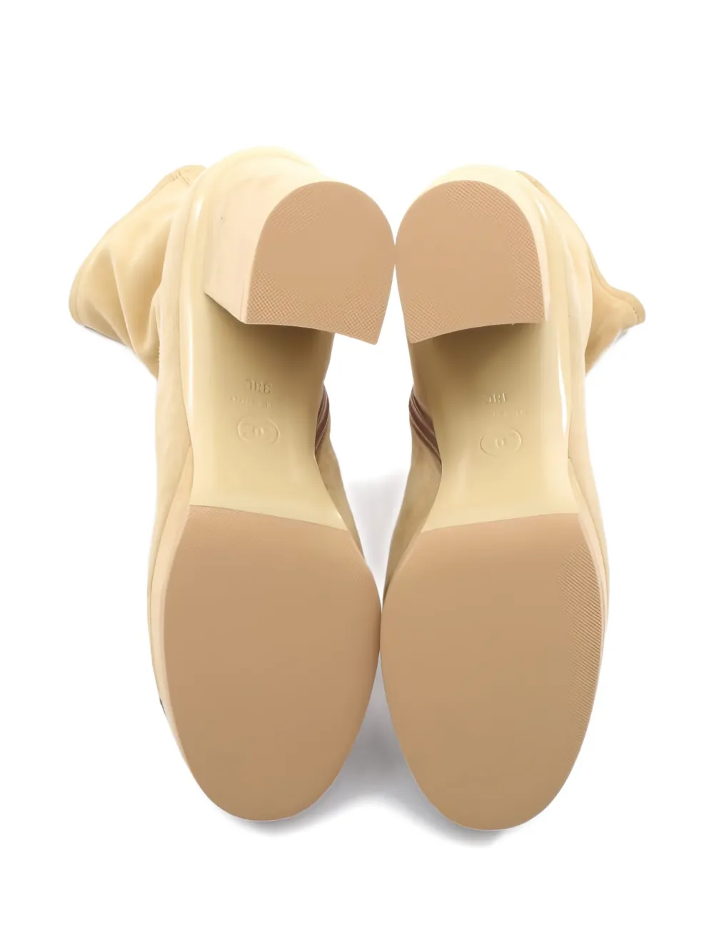 Pre-owned Chanel 2020s 95mm Platform Zip Boots In Neutral