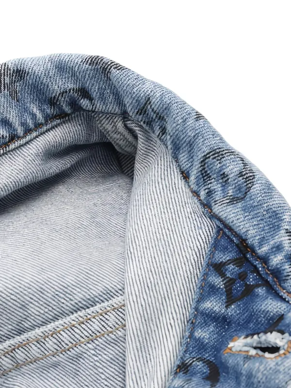 希少 LOUIS VUITTON デニムジャケット モノグラム ロゴ入り 40 Louis Vuitton Pre-Owned 2010s モノグラム デニムジャケット | ブルー