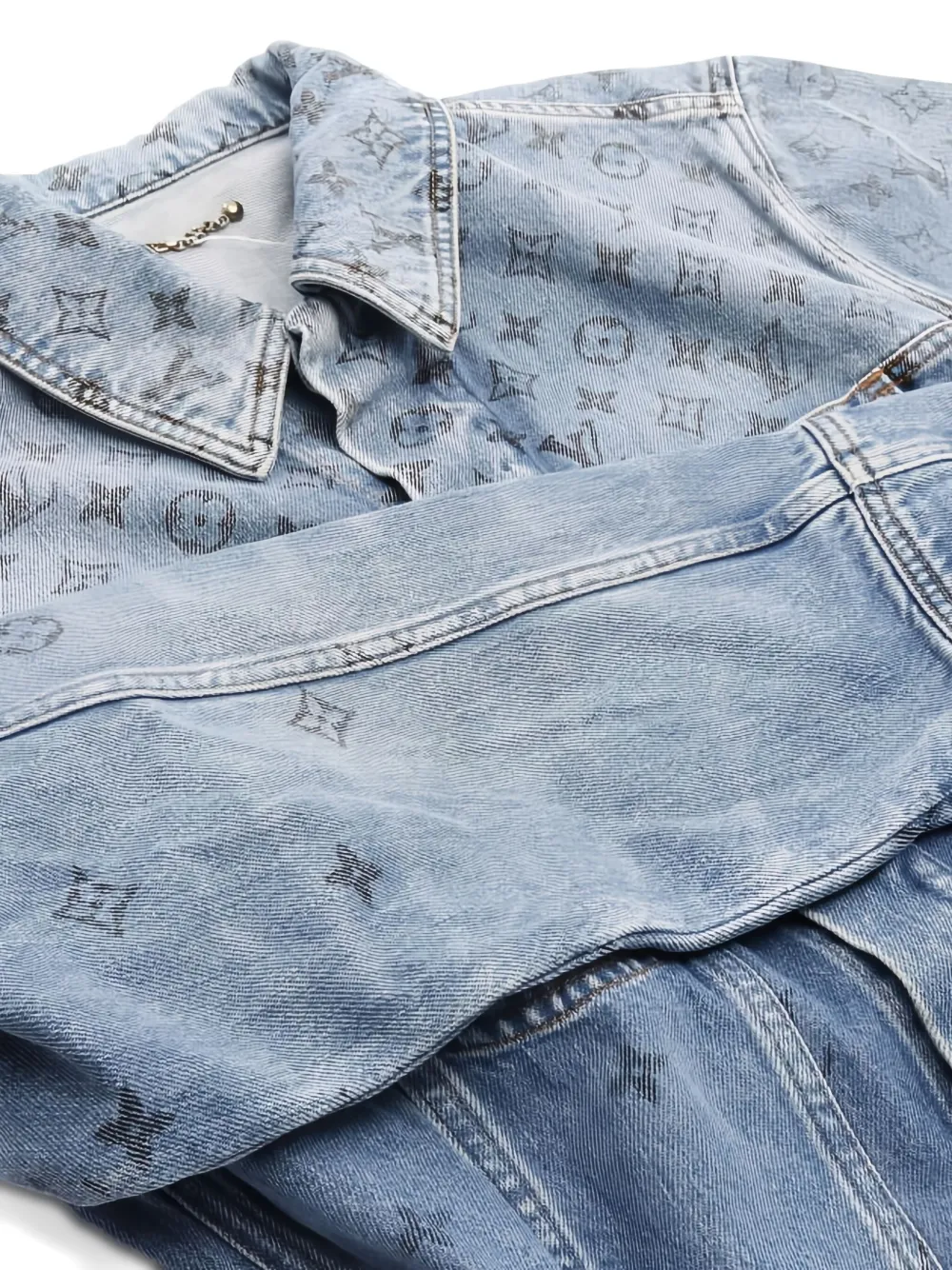 Pre-owned Louis Vuitton 2010s Monogram Denim Jacket In Blue