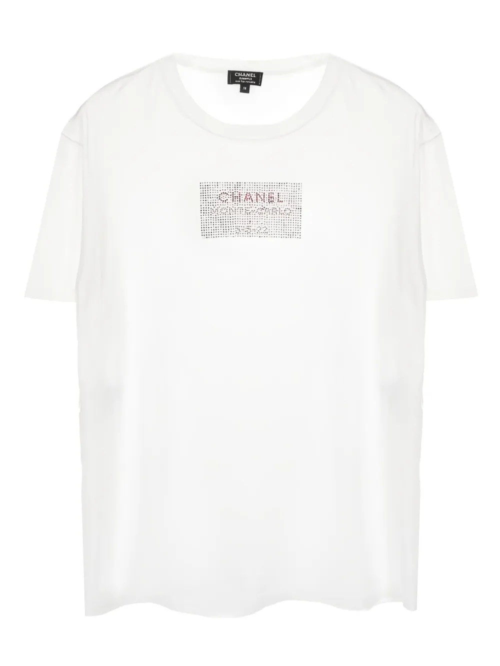 CHANEL Pre-Owned 1986-19888 rhinestone-embellished crew-neck T-shirt | White | Image 1