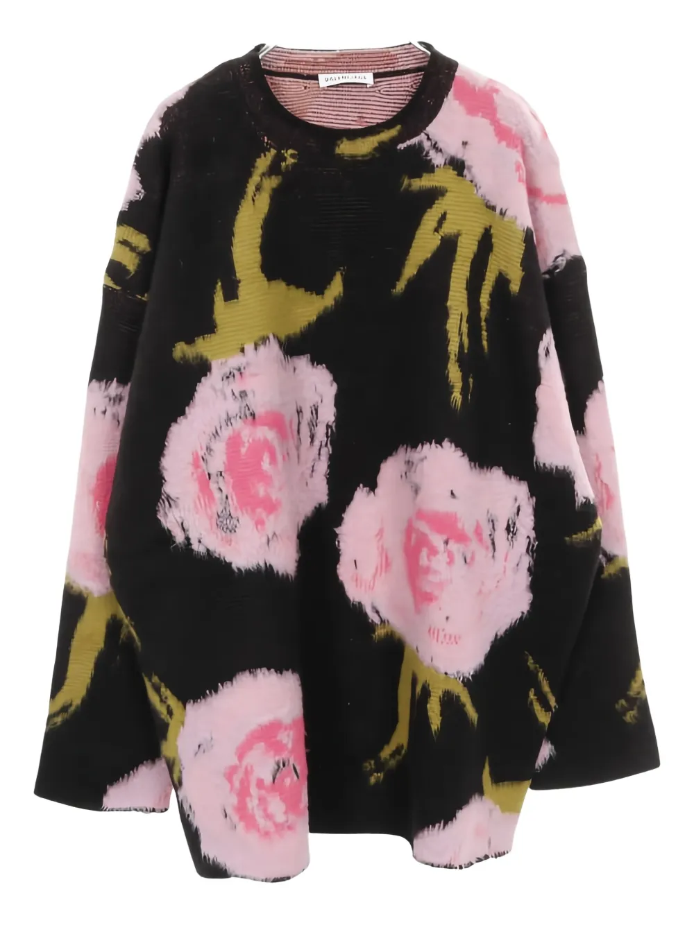 Balenciaga Pre-Owned 2010s floral-intarsia crew-neck sweater | Black | Image 1