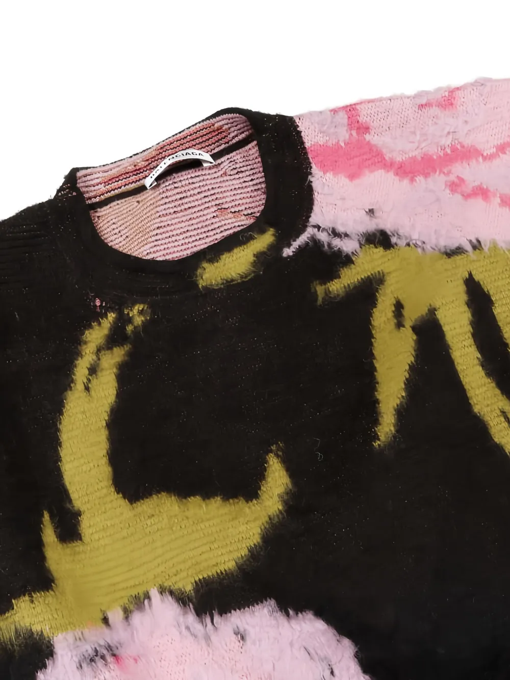 Pre-owned Balenciaga 2010s Floral-intarsia Crew-neck Sweater In Black