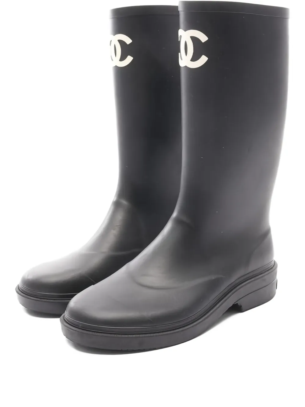 CHANEL Pre-Owned 1986-1988 CC rain boots - ブラック CHANEL Pre-Owned 1986-1988 CC rain boots - ブラック