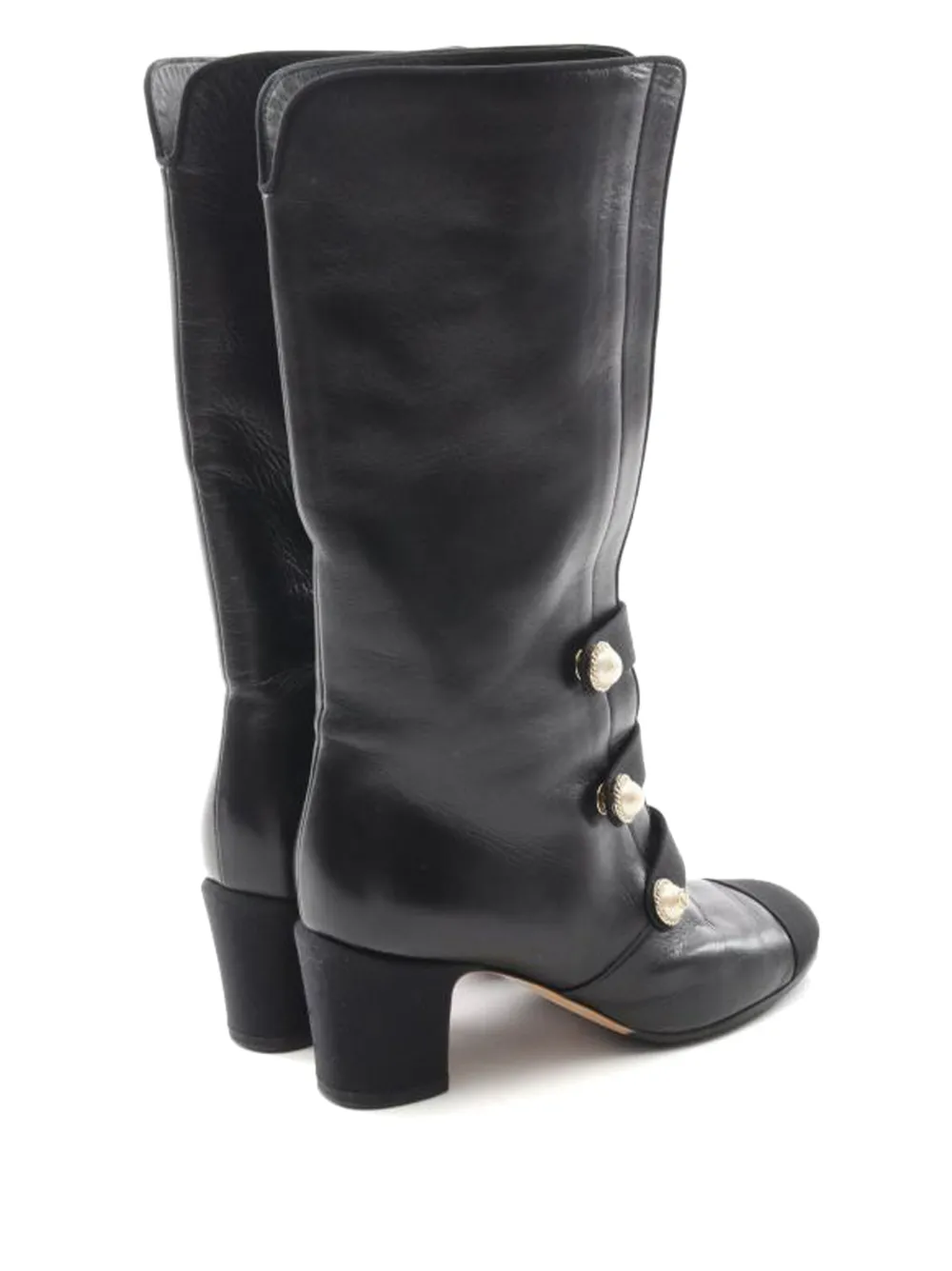 CHANEL Pre-Owned 1986-1988 pearl-embellished leather boots | Image 2