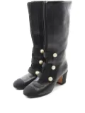 CHANEL Pre-Owned 1986-1988 pearl-embellished leather boots - Black
