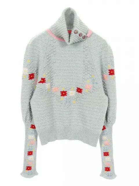 CHANEL Pre-Owned 1986-1988 floral-intarsia turtleneck sweater