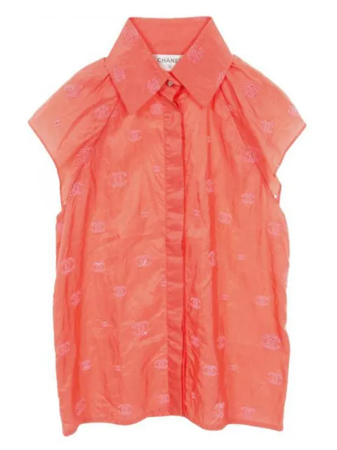 CHANEL Pre-Owned 1986-1988 logo-embroidered blouse