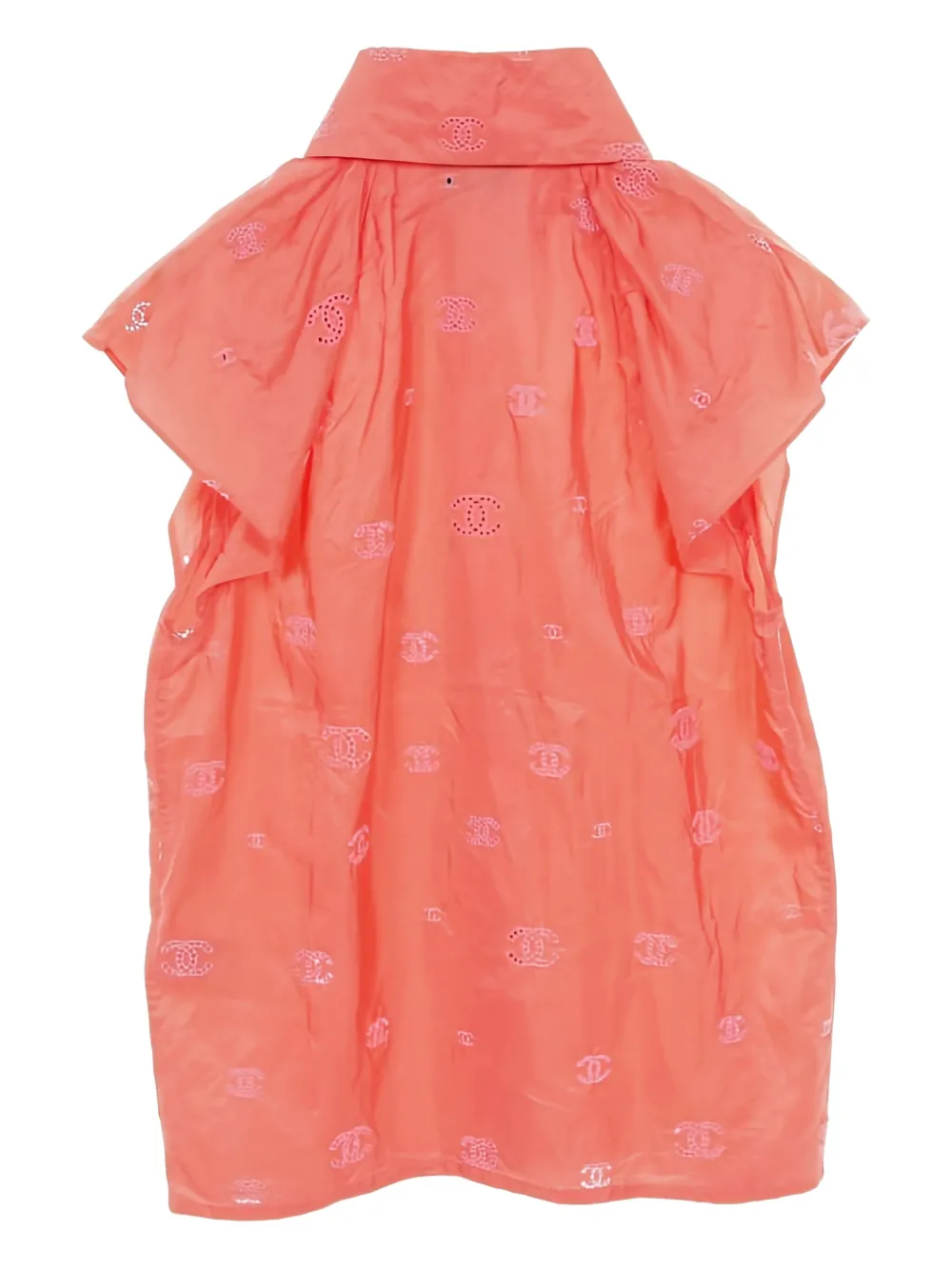 Pre-owned Chanel 1986-1988 Logo-embroidered Blouse In Orange