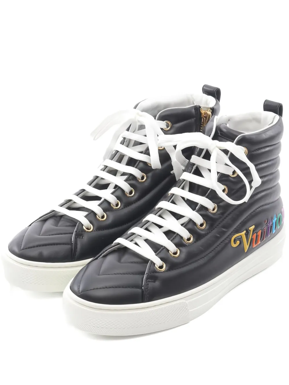 Pre-owned Louis Vuitton 2010s Quilted High-cut Trainers In Black