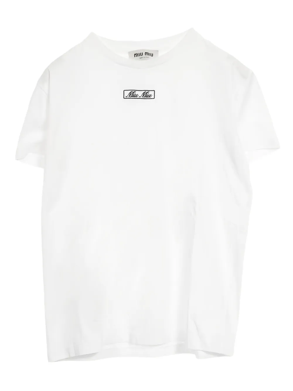 Pre-owned Miu Miu 2010s Embroidered-logo Cotton T-shirt In White