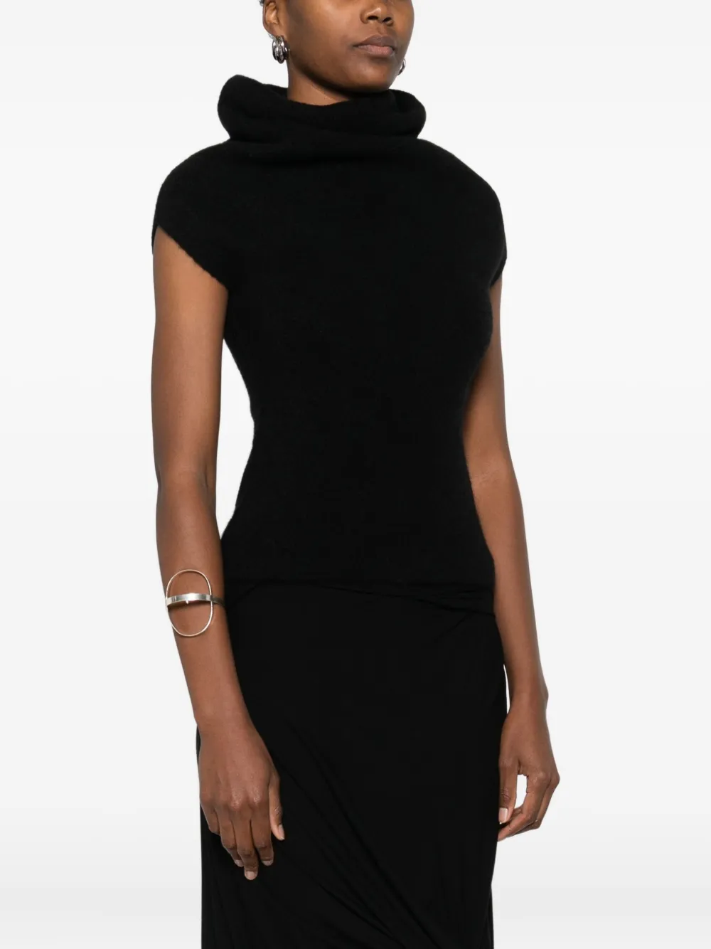 Rick Owens Cowl Neck Top In Black