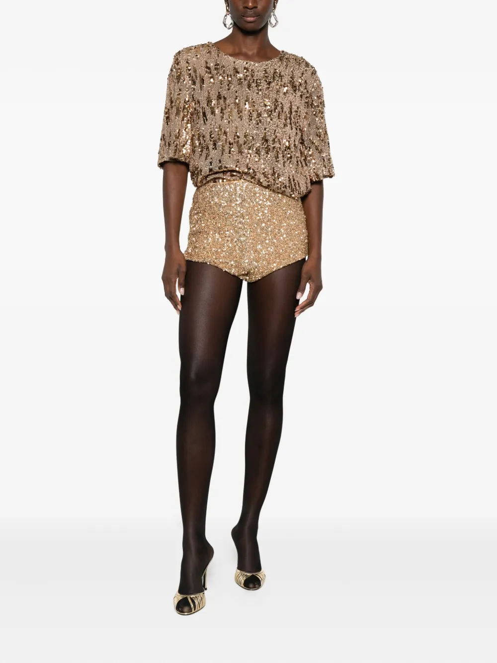 Aniye By Sequined Mini Shorts In Brown
