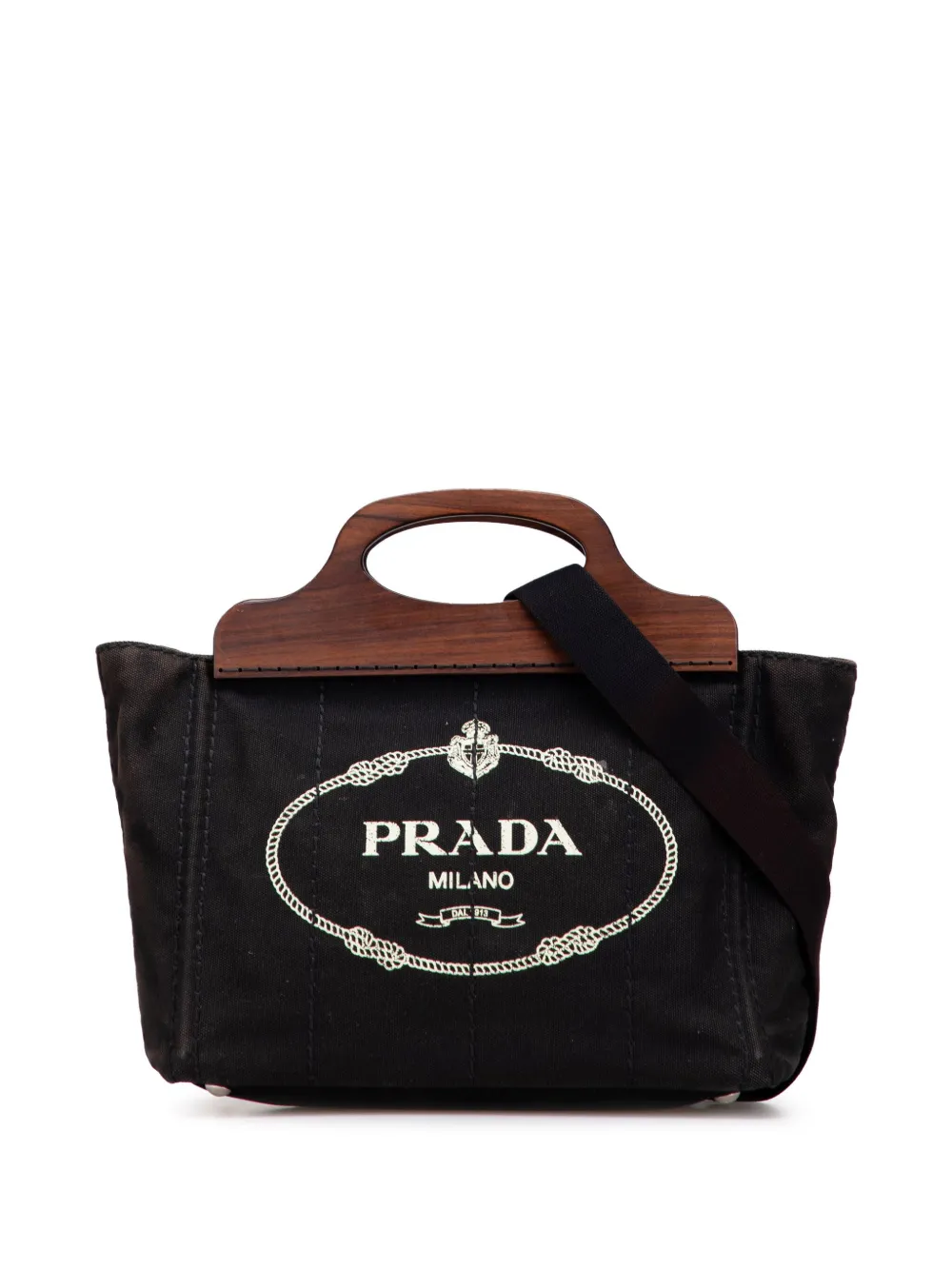 Prada Pre-Owned 2010-2025 Canvas Wood Handle Canapa Logo satchel - Prada Pre-Owned 2010-2025 Canvas Wood Handle Canapa Logo satchel -