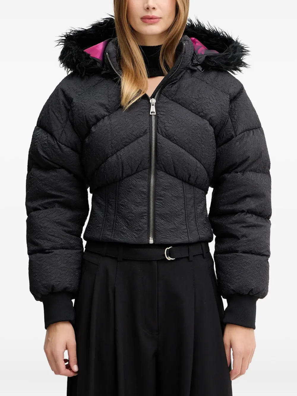 Versace Jeans Couture crinkled puffer jacket - Nero