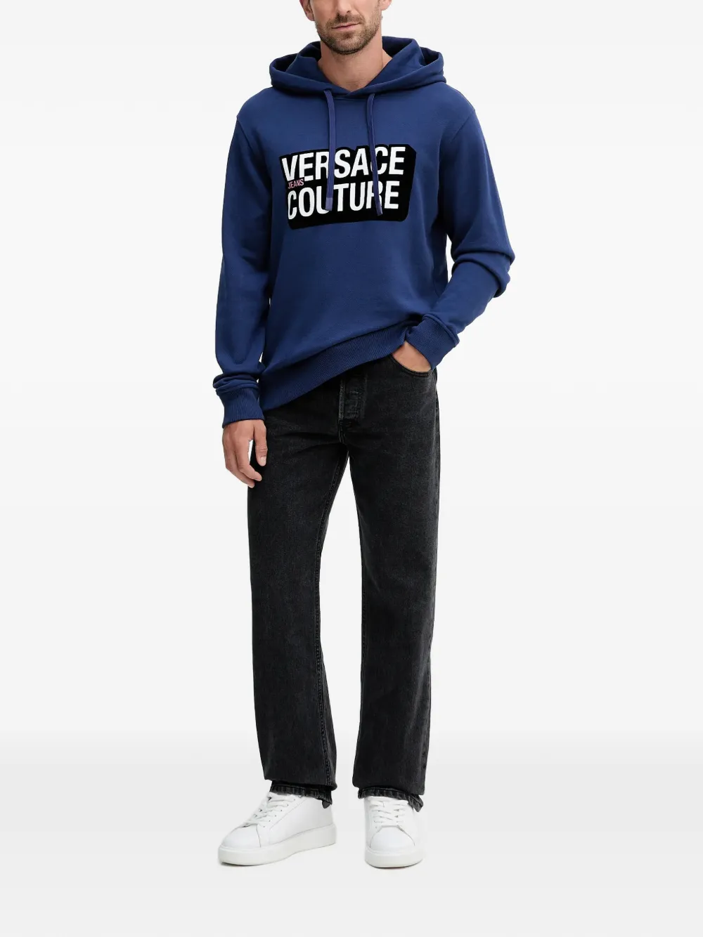 Versace Jeans Couture Hoodie met logodetail Blauw