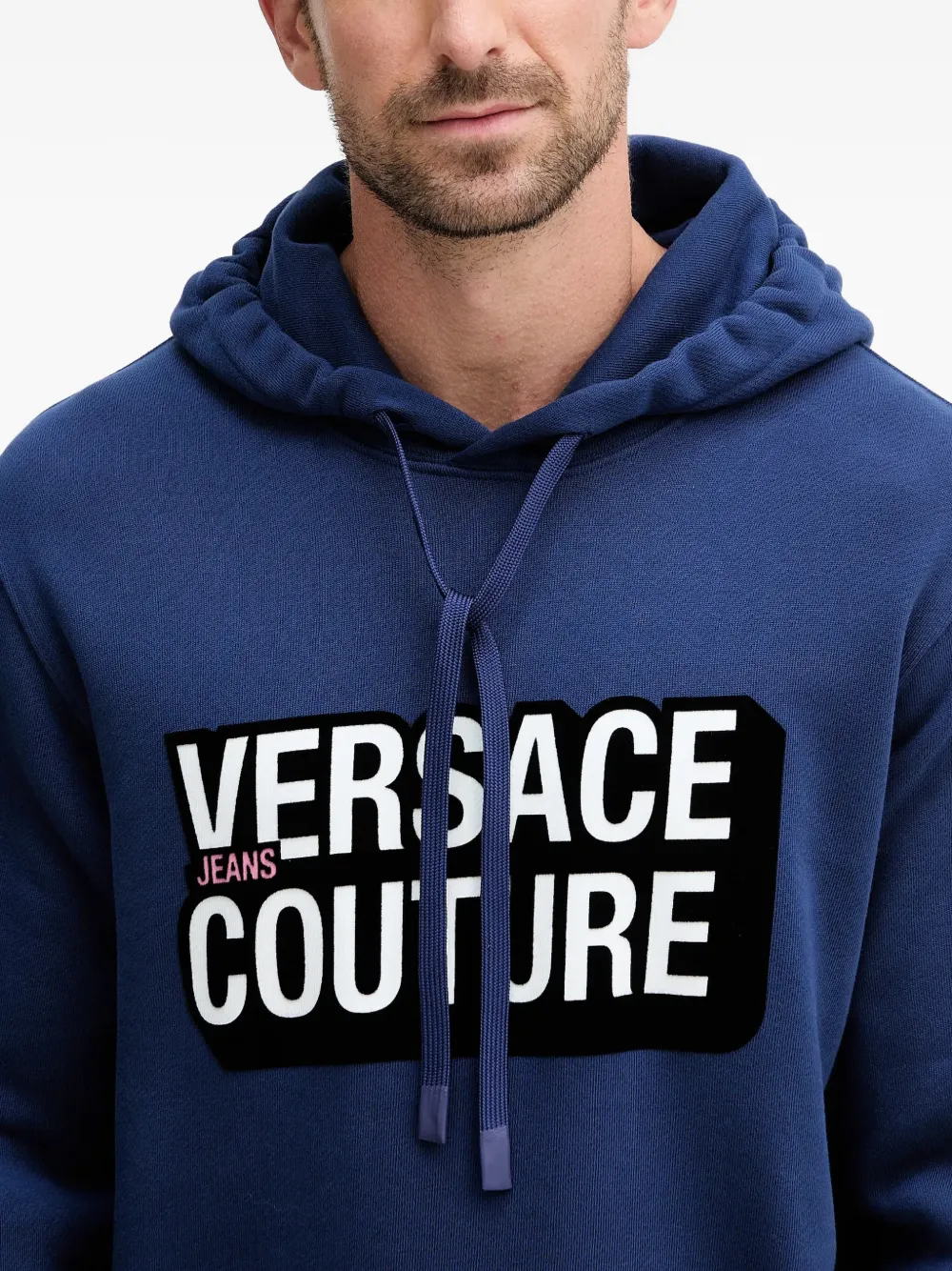 Versace Jeans Couture Hoodie met logodetail Blauw
