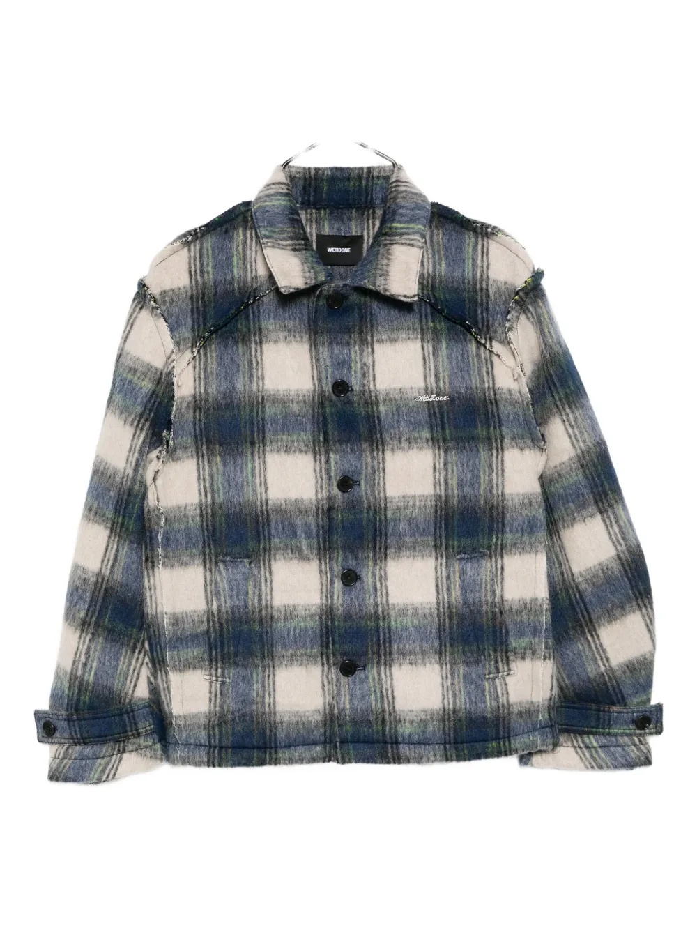 We11 Done Inside Out Plaided Jacket In Blue