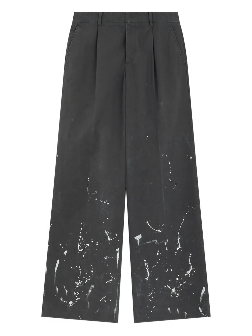 We11done pleated paint-splatter trousers | Grey | Image 1