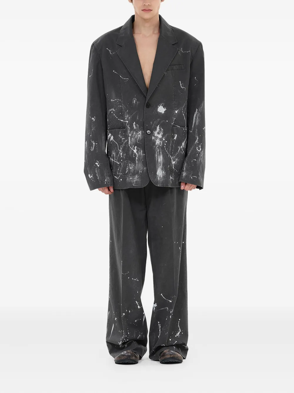 We11done pleated paint-splatter trousers | Wide Leg Pants | Image 2