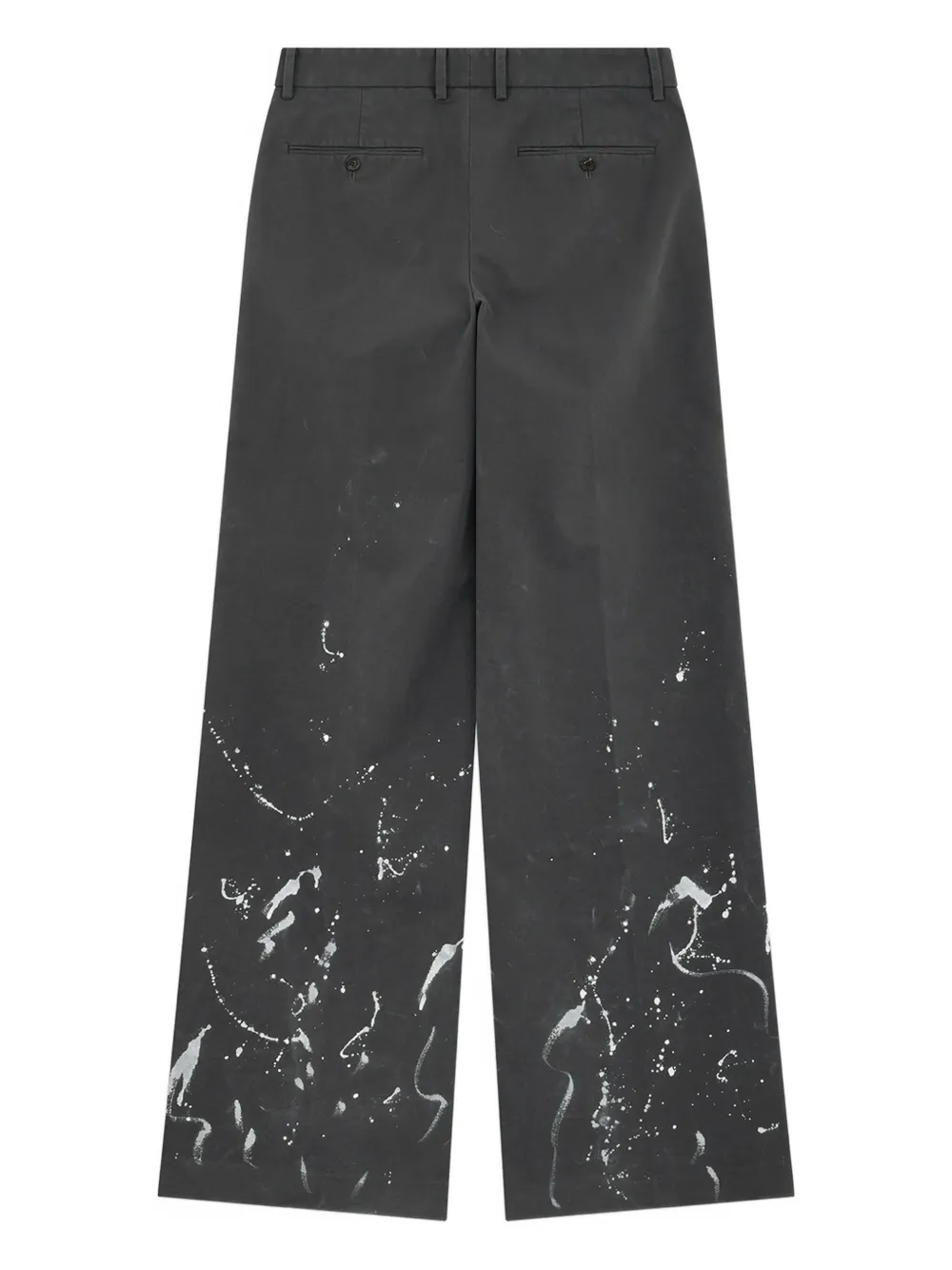 We11 Done Pleated Paint-splatter Trousers In Gray