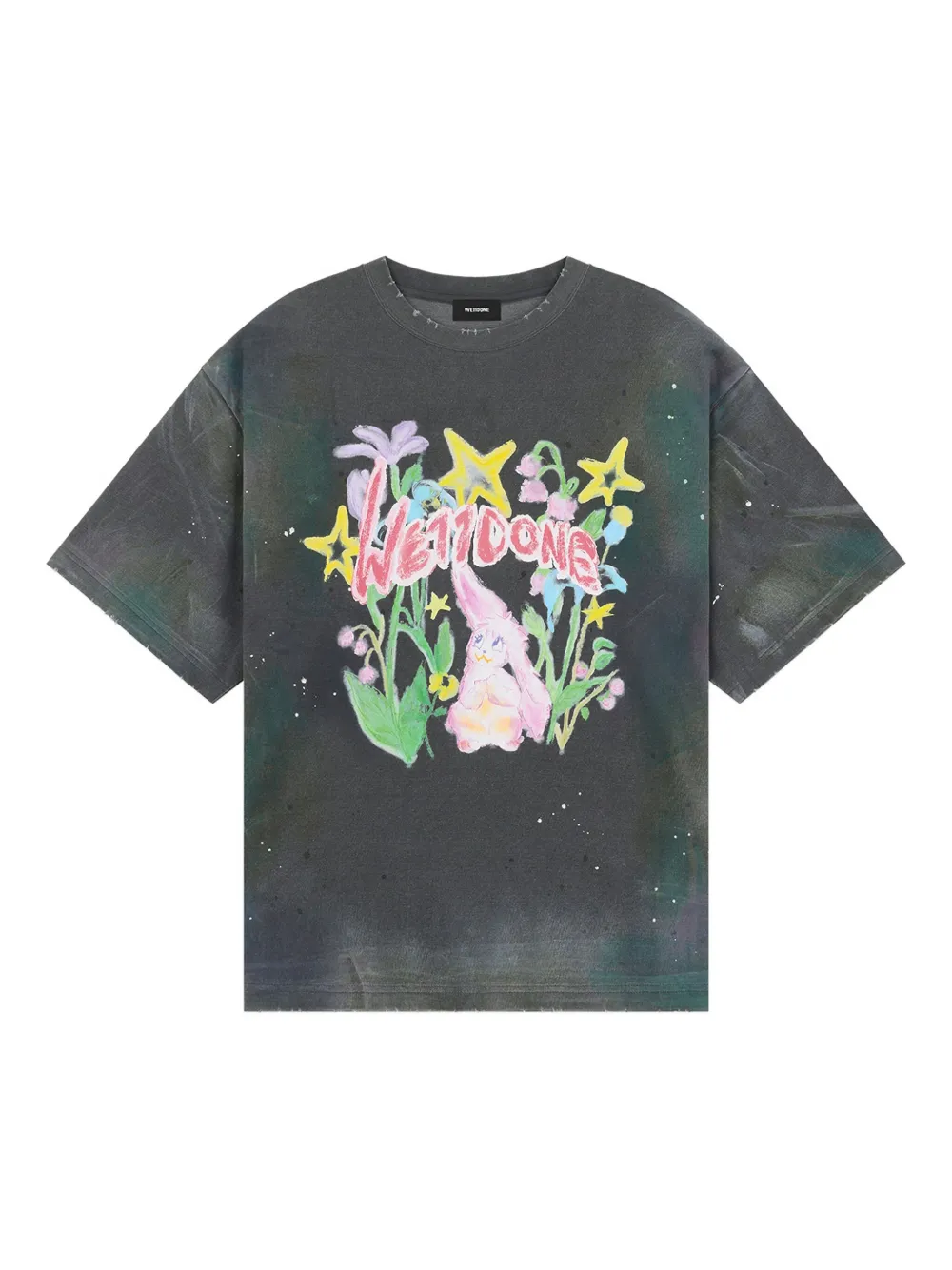 We11done logo-print floral T-shirt | Grey | Image 1