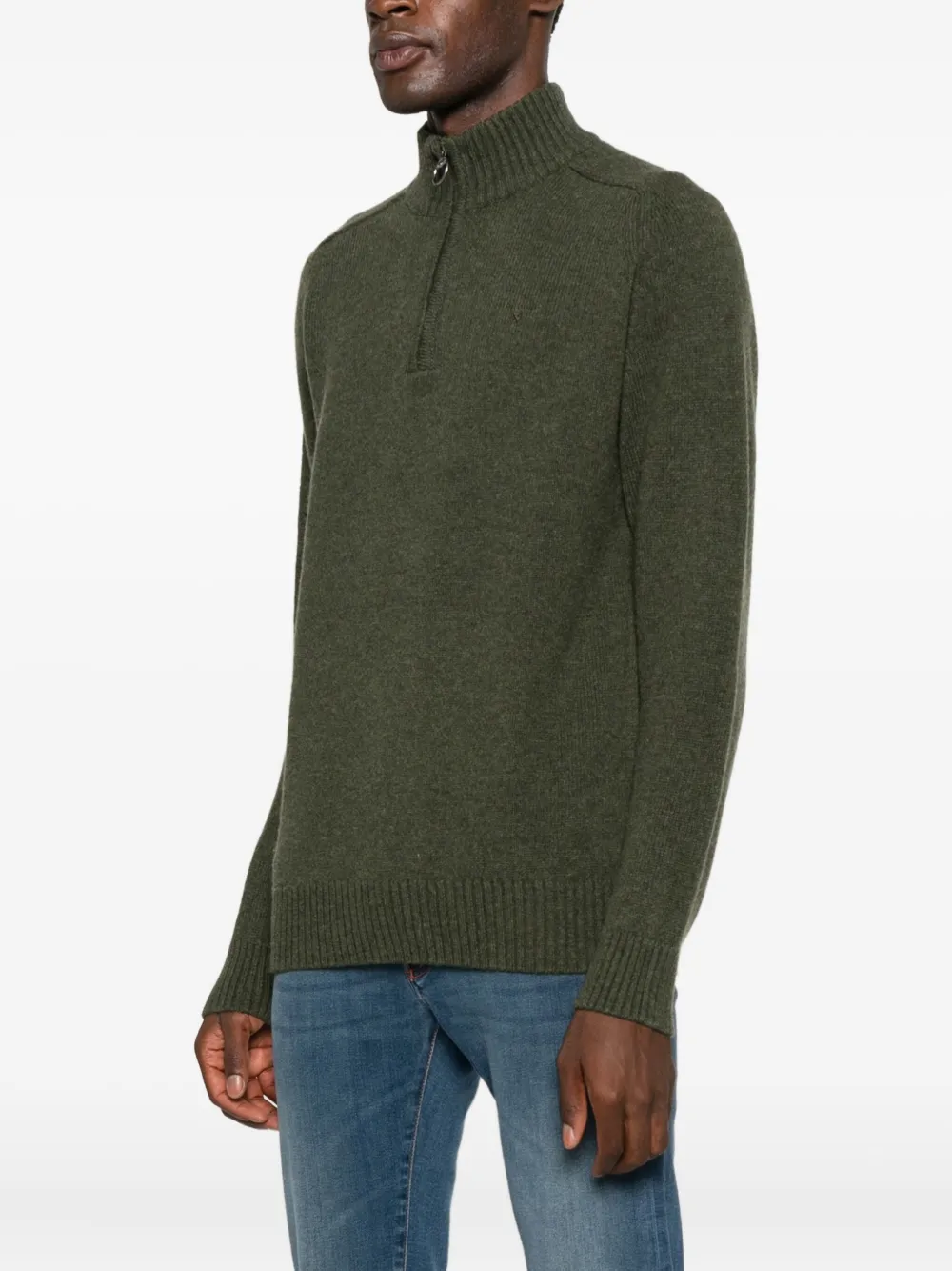 Barbour Half-zip Wool Sweater In Green