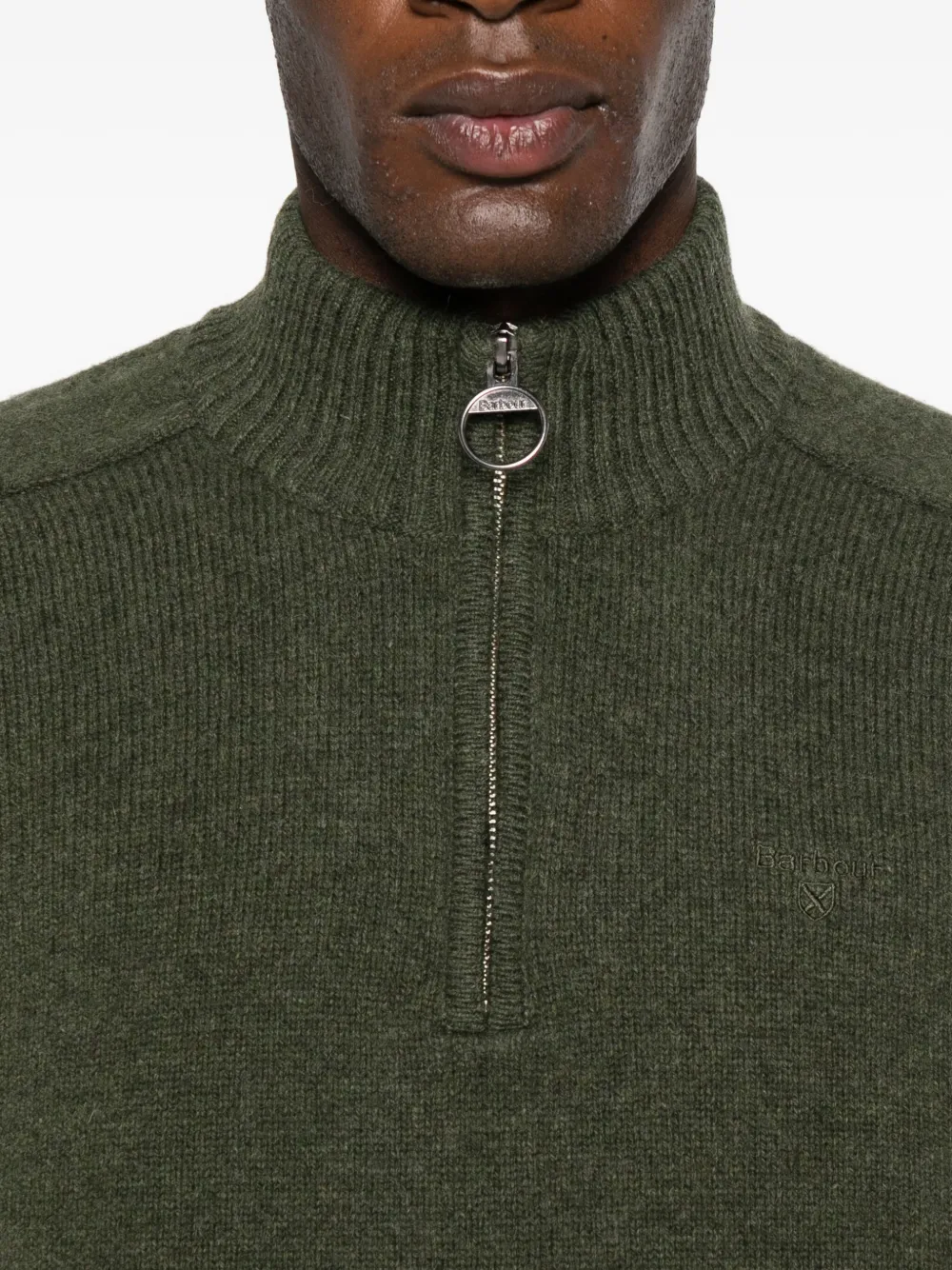Barbour Half-zip Wool Sweater In Green