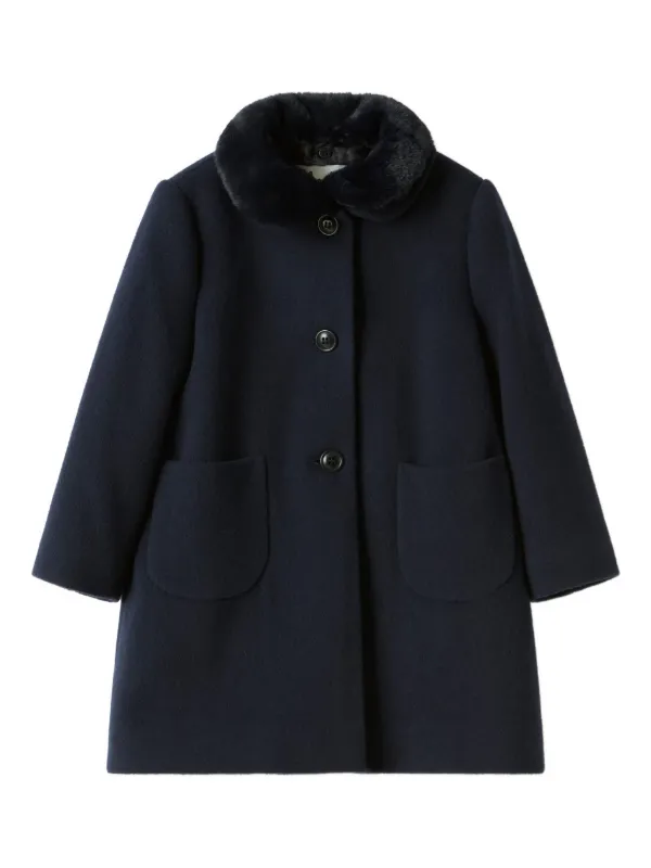 Il Gufo ファーカラーコート | ブルー | FARFETCH JP