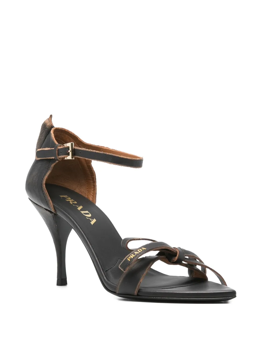 Prada 85 mm sandalen verfraaid met strik Zwart