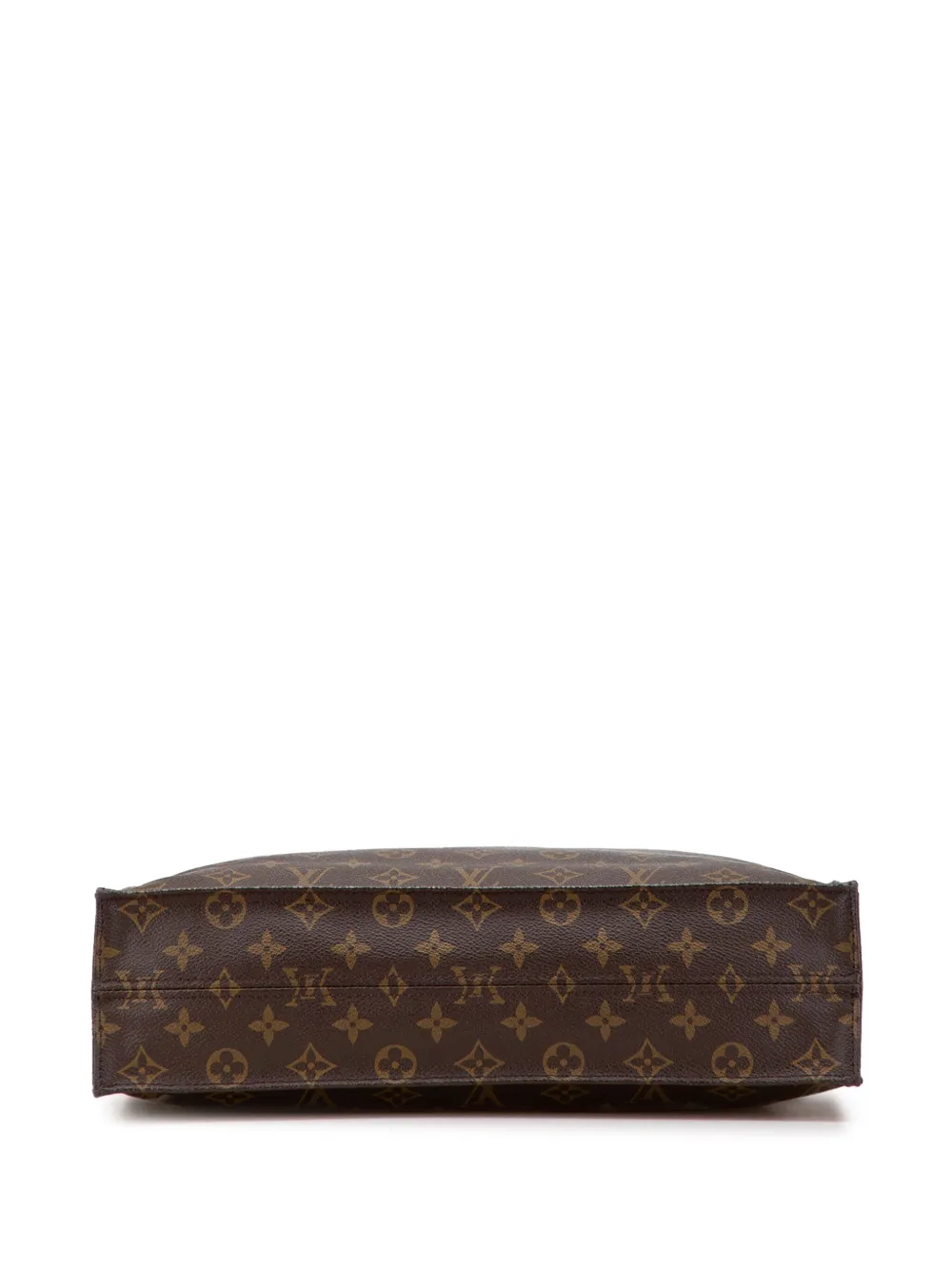 Pre-owned Louis Vuitton 1990 Monogram Sac Plat Tote Bag In Brown