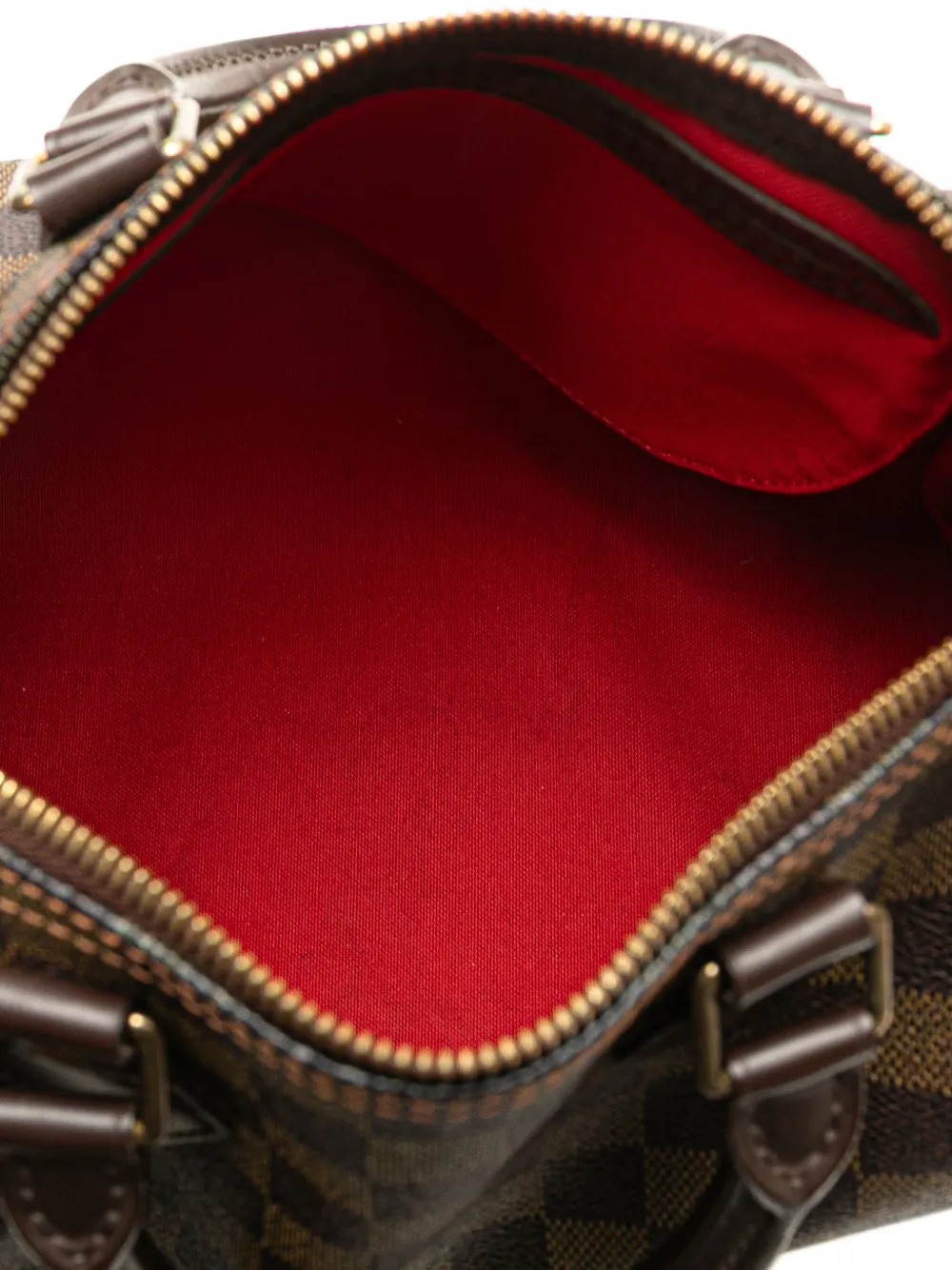 Pre-owned Louis Vuitton 2008 Damier Ebene Speedy 25 Boston Bag In Brown