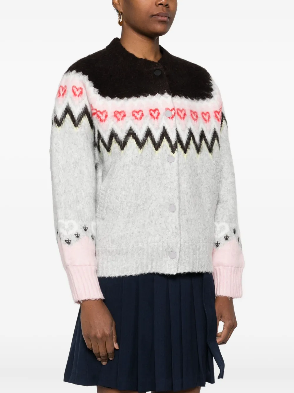 Stine Goya Vest met Fair-Isle patroon Grijs