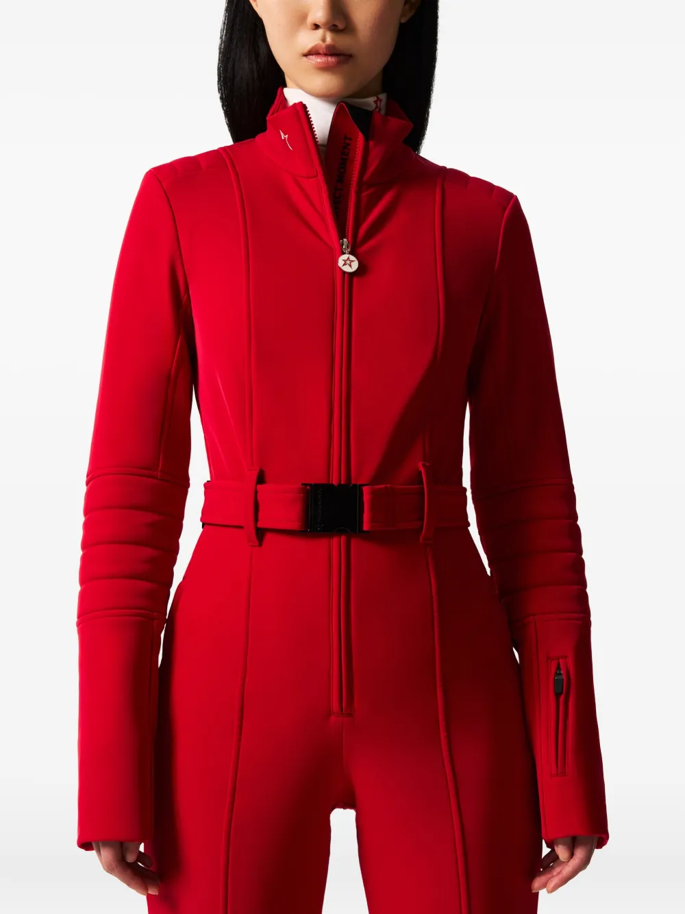 Perfect Moment Belted Star-detail Ski Suit In Red