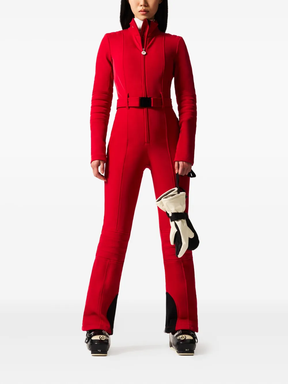 Perfect Moment Belted Star-detail Ski Suit In Red