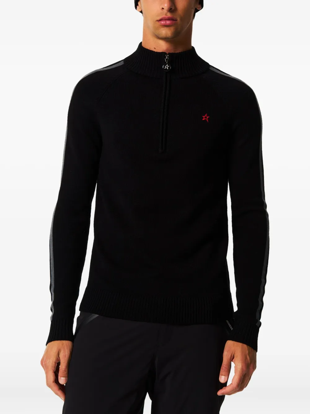 Perfect Moment Gestreepte trui met rits Zwart