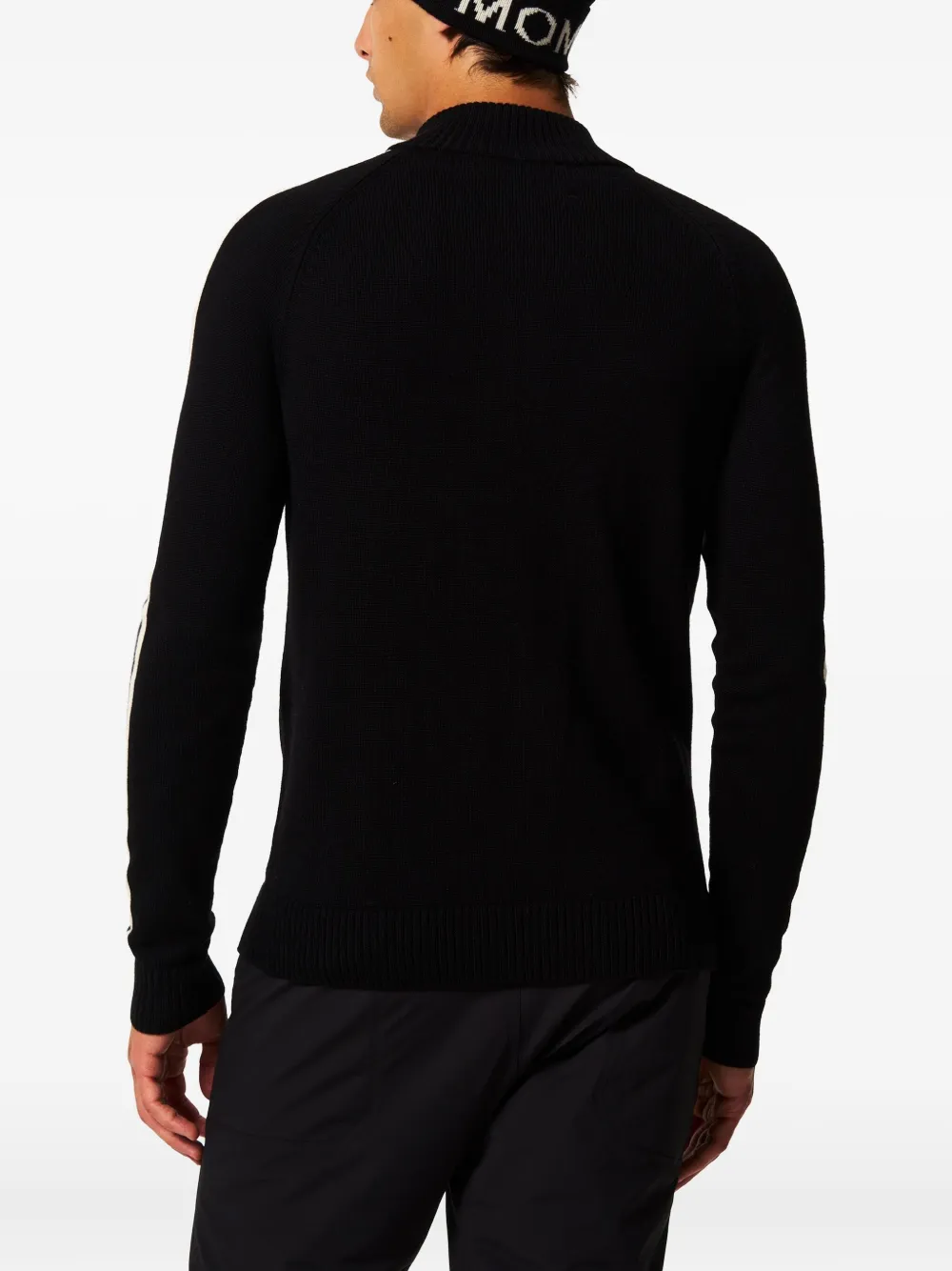 Perfect Moment Gestreepte trui met rits Zwart