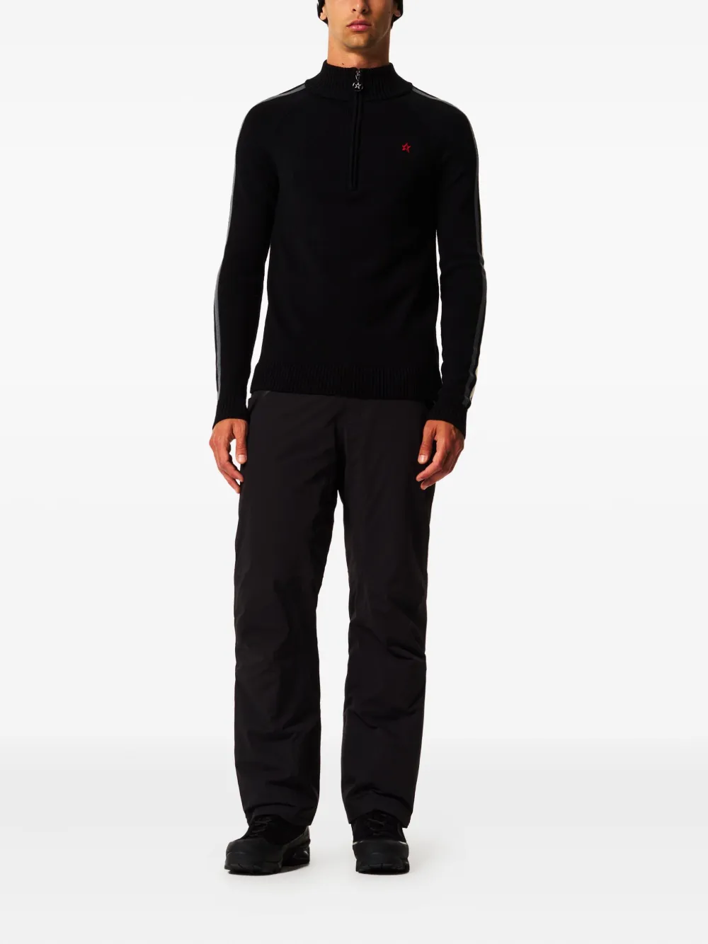 Perfect Moment Gestreepte trui met rits - Zwart