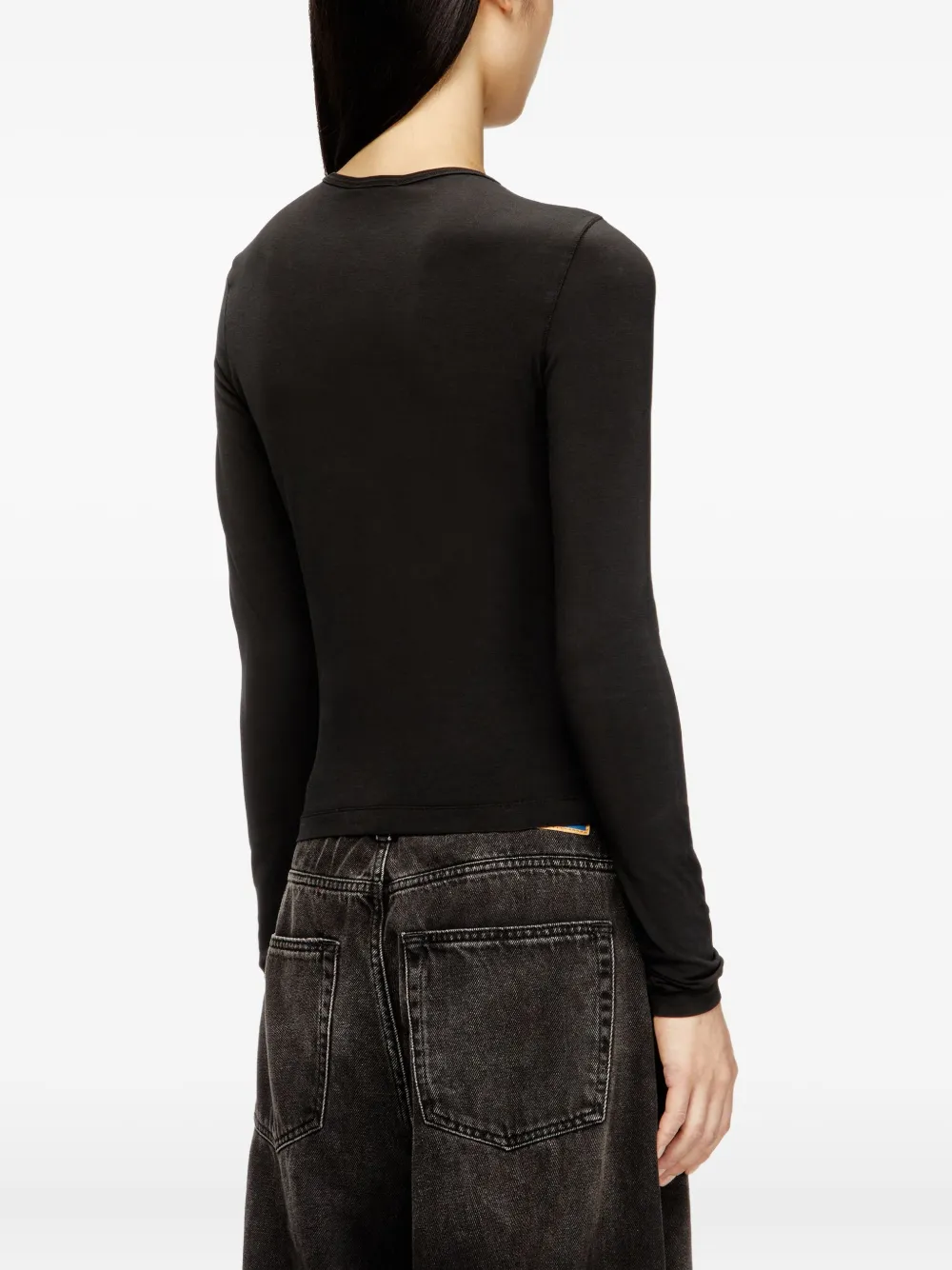 Diesel T-shirt met logodetail en lange mouwen Zwart
