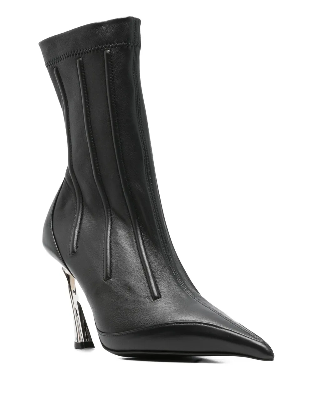 Mugler 95mm Leather Ankle Boots In Black
