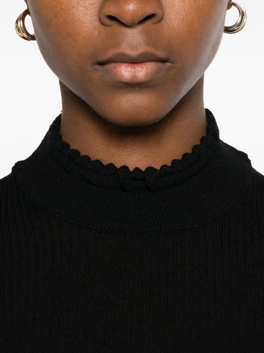 Cecilie Bahnsen Ruffled Sweater In Black